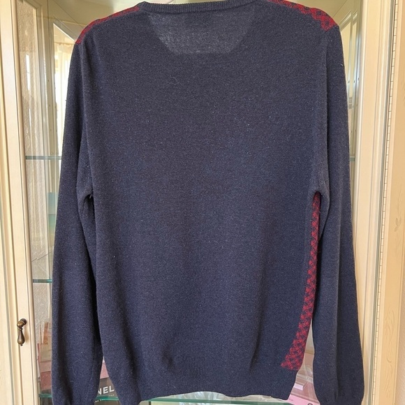 EUC Brookfield 100% Merino Wool Sweater Navy & Burgundy Size 50/M - Picture 7 of 7